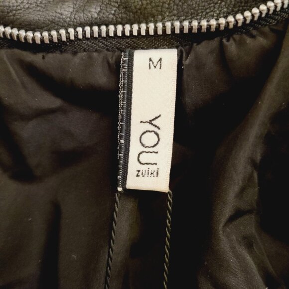 Zuiki Brand Vegan Leather Black Motorcycle Jacket - Picture 3 of 3